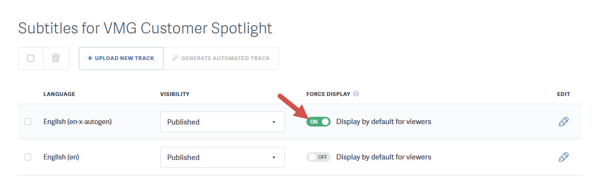 Set default subtitle